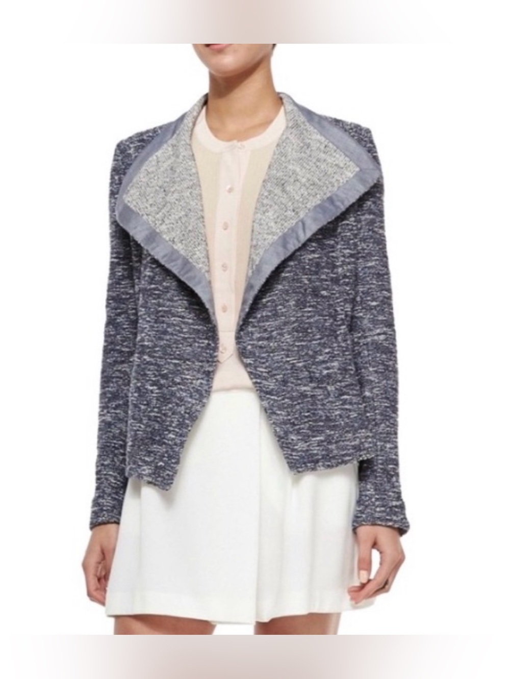 Vince Draped Tweed Open Jacket womens medium